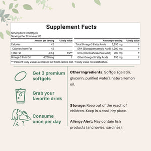 Micro Ingredients Triple Strength Omega 3 Fish Oil Supplements 4200mg Per Serving